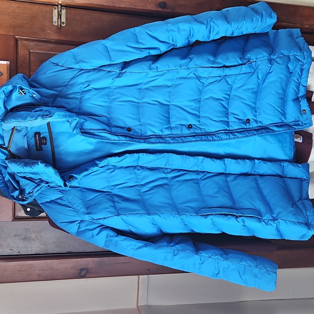Lands End padded coat Large 14-16 Blue thigh length